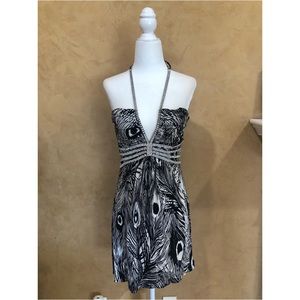 SKY - Peacock Pattern Halter Dress